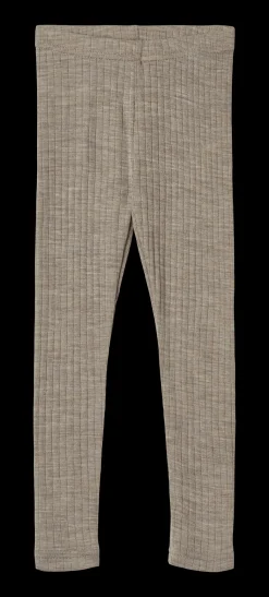 Agi Leggings I Ull Och Silke Khaki Melange>Wheat Clearance
