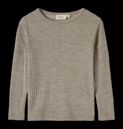 Alfie Långärmad T-shirt I Ull Och Silke Khaki Melange>Wheat