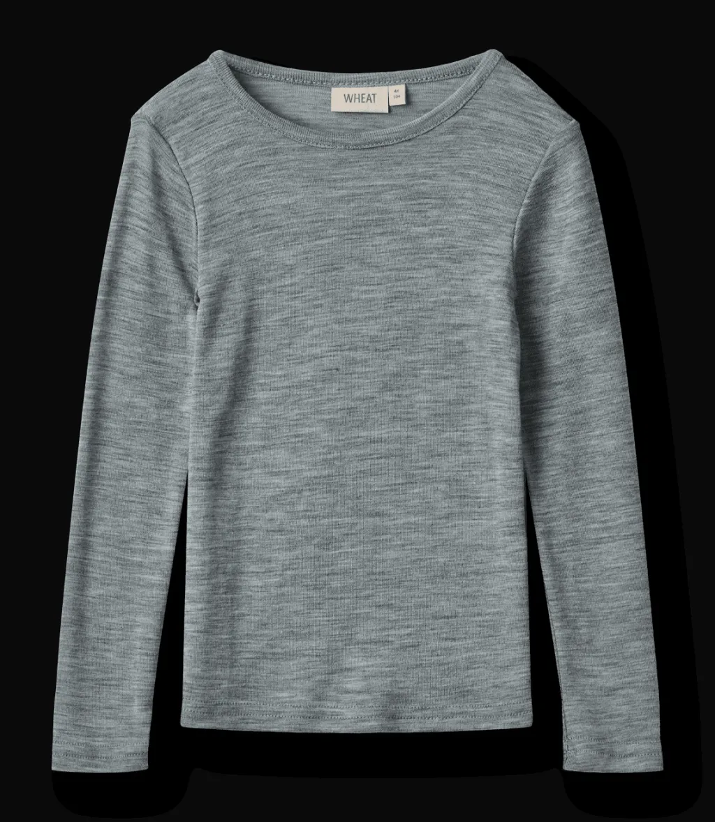 Alfie Långärmad T-shirt I Ull Melange Grey>Wheat New