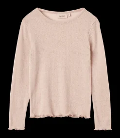 Alli Långärmad T-shirt I Ull Och Silke Pale Lilac>Wheat Clearance