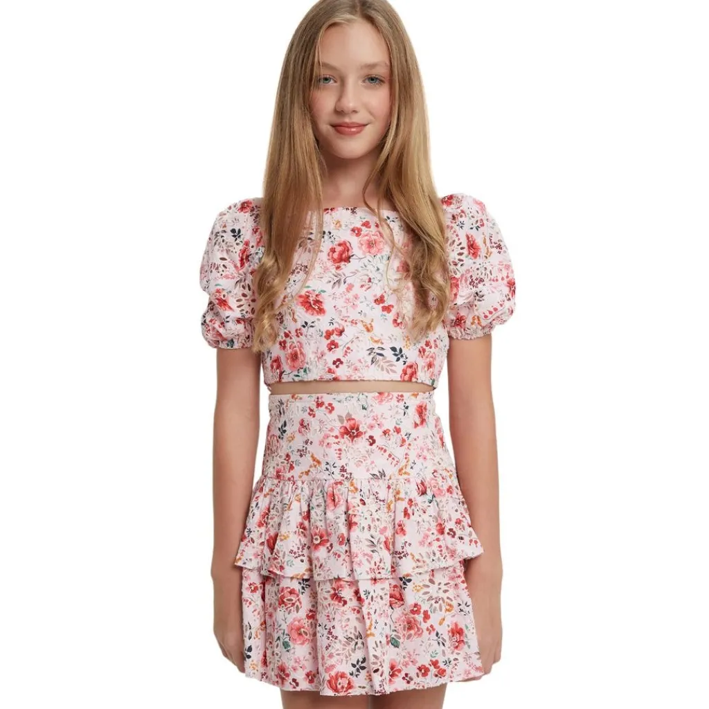 Amelia Blommig Kjol Blush>Bardot Junior Best