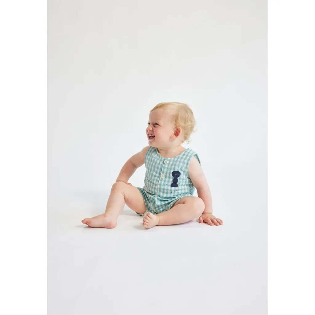 Ant Rutig Romper Turkos>Bobo Choses Outlet