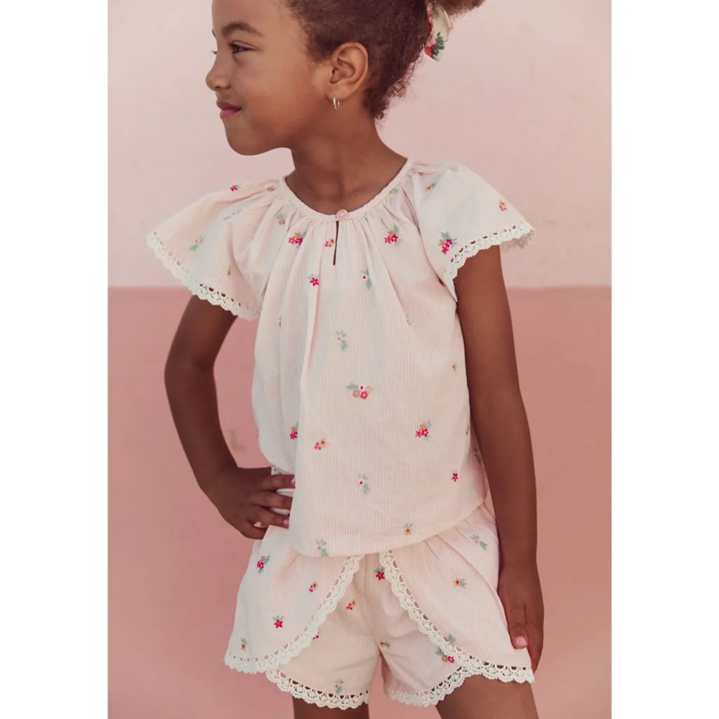 Antonia Blus Pink Bouquet Stripes>Louise Misha Sale