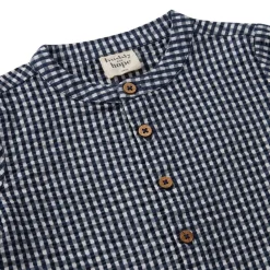 August LS Skjorta Seersucker Navy Check>Buddy & Hope New