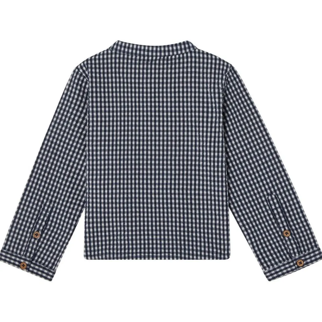August LS Skjorta Seersucker Navy Check>Buddy & Hope New