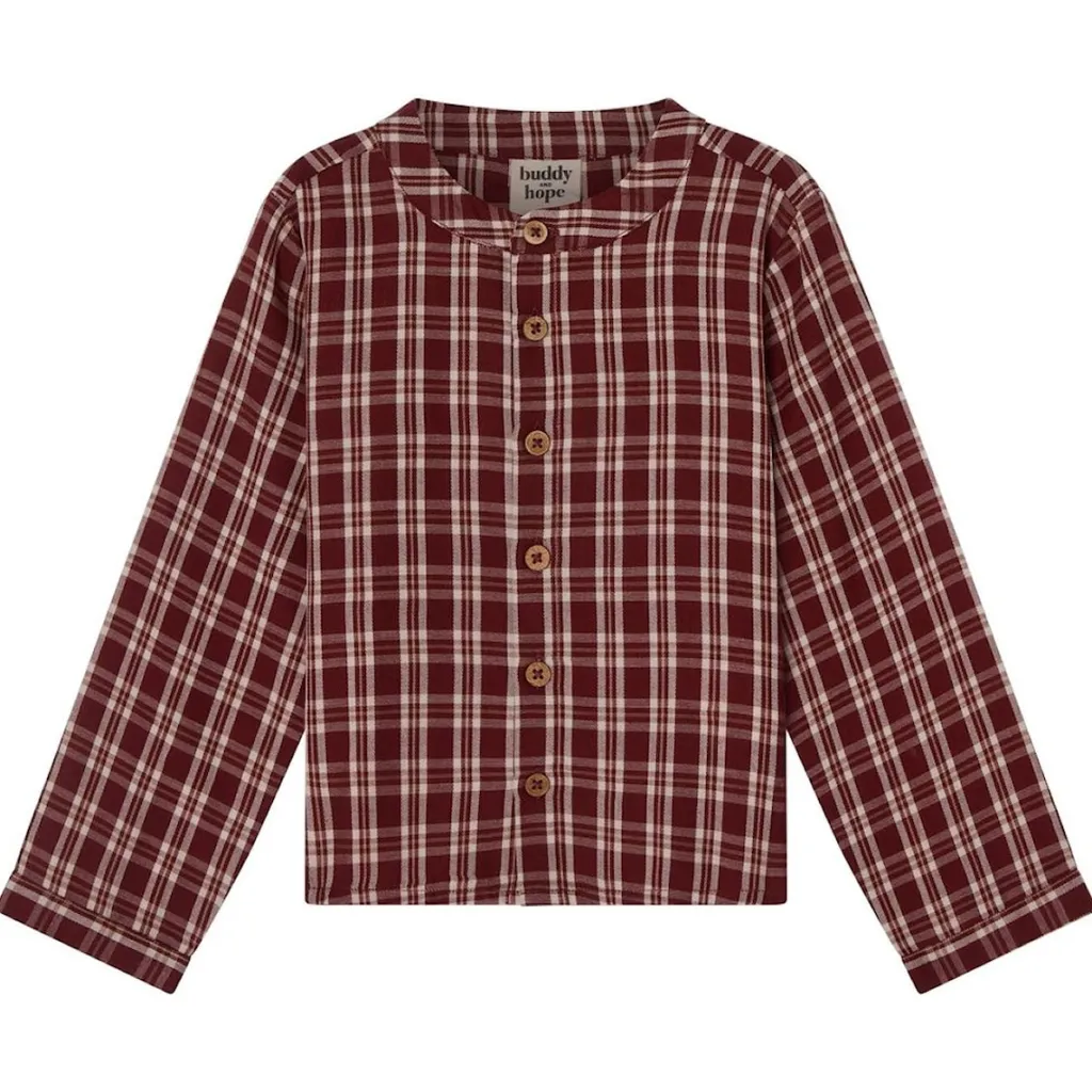 August-rutig skjorta i Christmas Red>Buddy & Hope