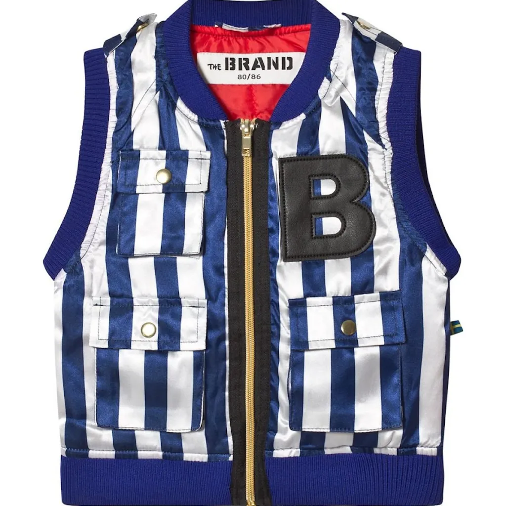 B Vest Blue/White Stripe>The BRAND