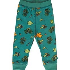 Baby leggings with Fall leaves Petroleum Green>Småfolk Outlet