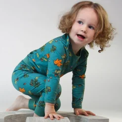 Baby leggings with Fall leaves Petroleum Green><noscript><img width=