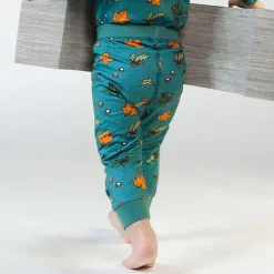 Baby leggings with Fall leaves Petroleum Green><noscript><img width=