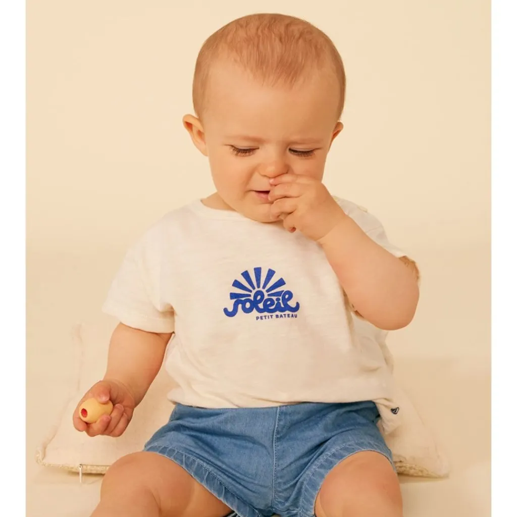 Baby T-shirt Med Tryck Gräddvit>Petit Bateau Discount