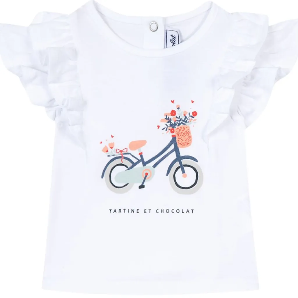 Baby T-shirt Med Volanger Vit>Tartine et Chocolat Online