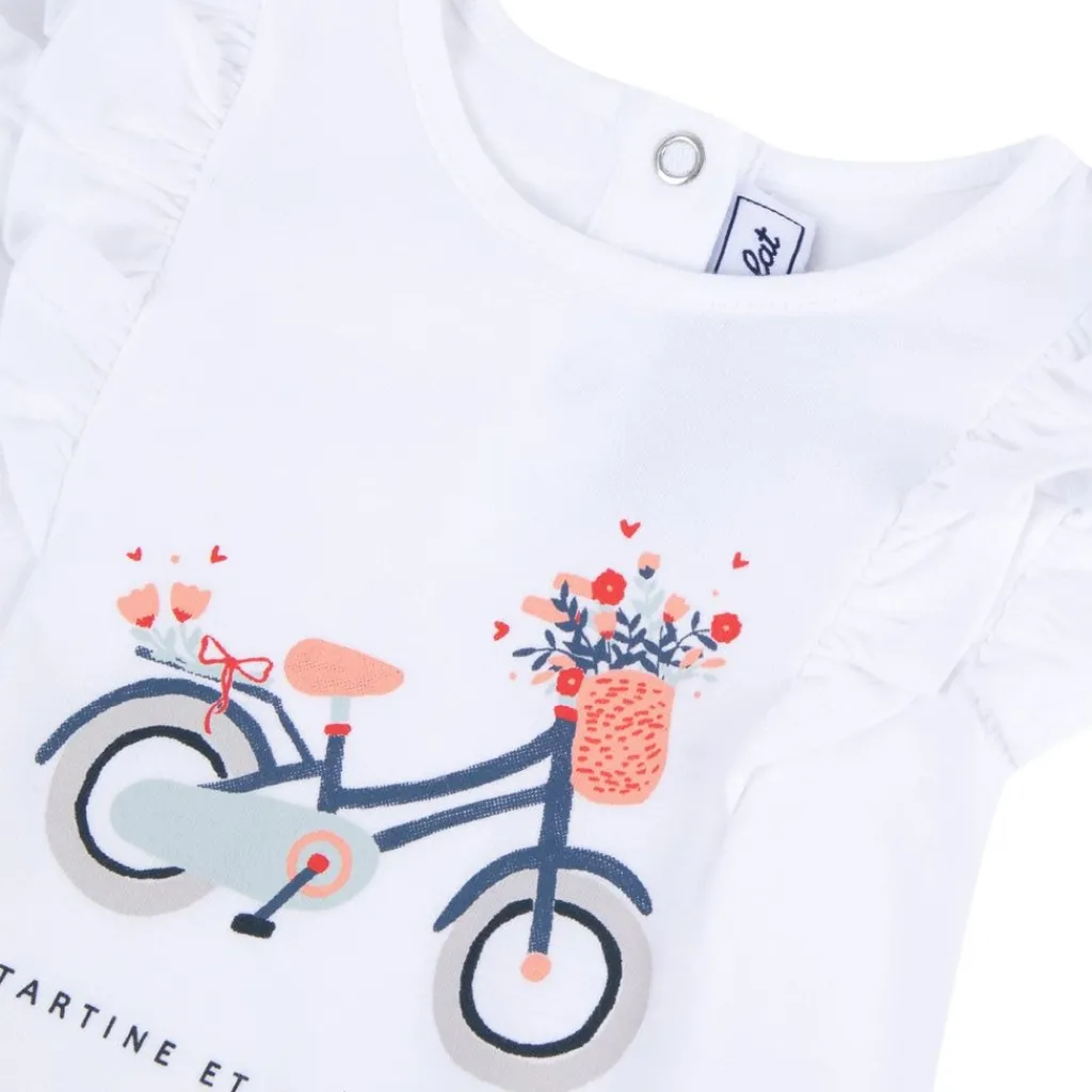 Baby T-shirt Med Volanger Vit>Tartine et Chocolat Online