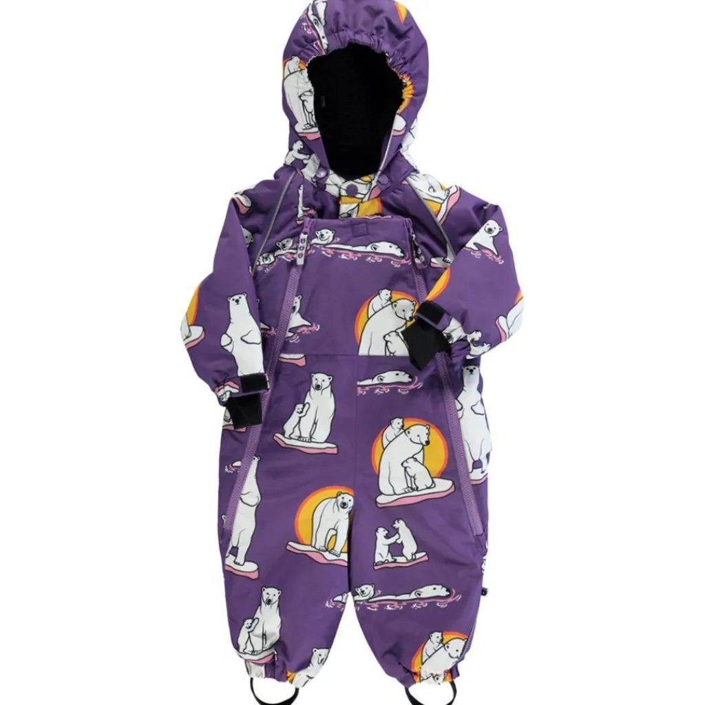 Babyoverall Polar Bears Purple Heart>Småfolk Online