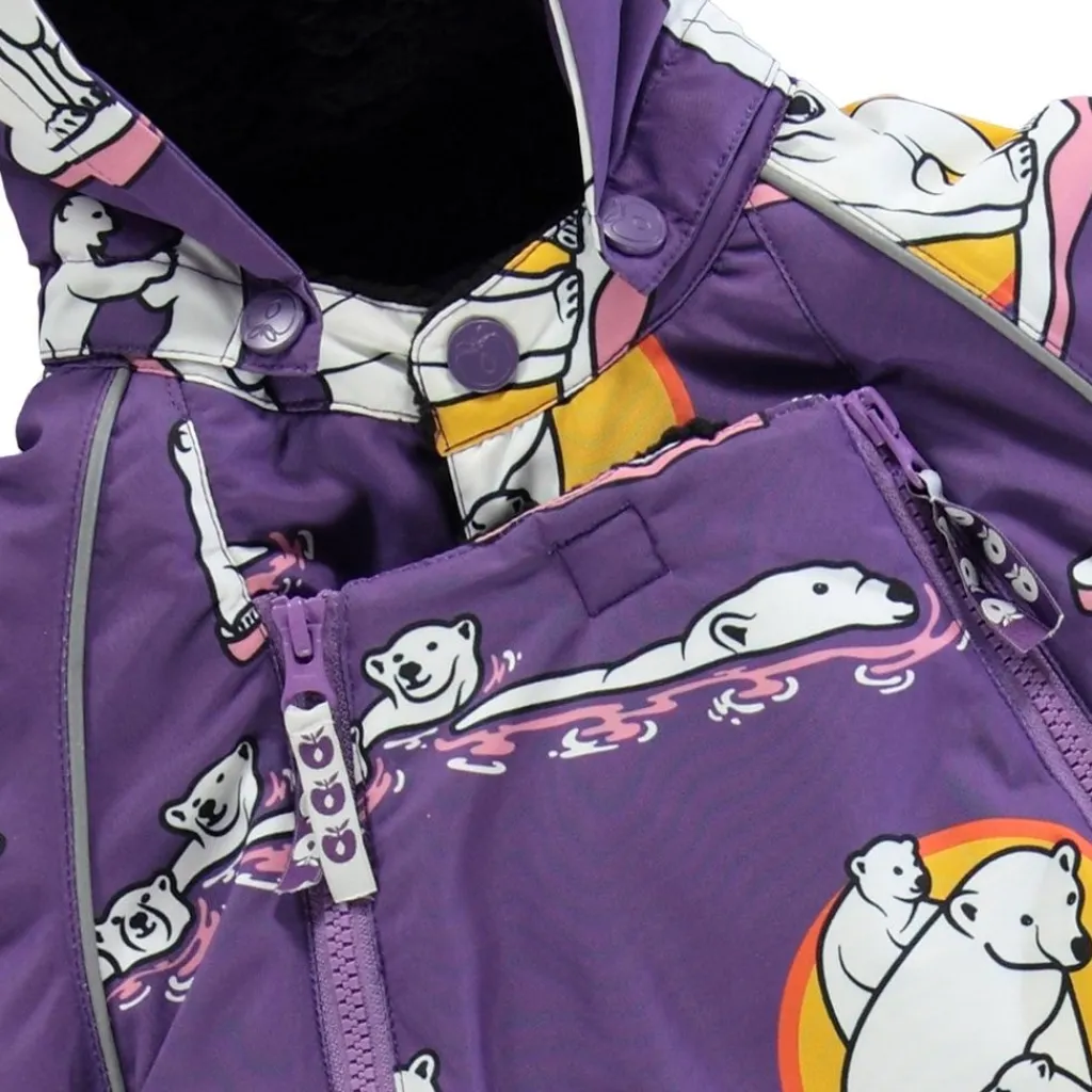 Babyoverall Polar Bears Purple Heart>Småfolk Online