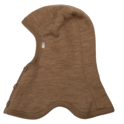 Balaklava I Ull Med Knappar Warm Brown>Joha Hot