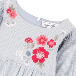 Blå klänning Blomsterbroderi>Tartine et Chocolat Online