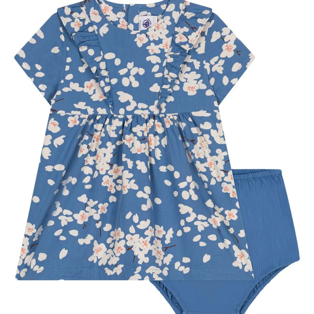 Blommig Baby-klänning Blå>Petit Bateau Best
