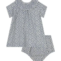Blommig Baby-klänning Blå>Petit Bateau Hot