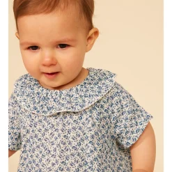 Blommig Baby-klänning Blå><noscript><img width=