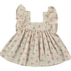 Blommig Blus För Baby Naturvit><noscript><img width=