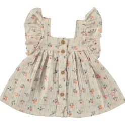 Blommig Blus För Baby Naturvit><noscript><img width=
