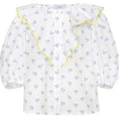 Blommig Blus Pearl White>Paade Mode
