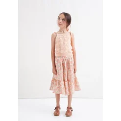 Blommig Lång Kjol Rosa>Tocoto Vintage Sale