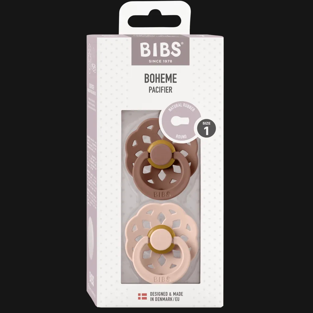 Boheme 2-pack Runda Latexnappar Woodchuck Blush>BIBS