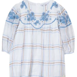 Broderad Rutig Blus Vit>Tartine et Chocolat Best