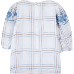 Broderad Rutig Blus Vit>Tartine et Chocolat Best