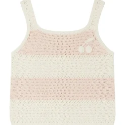 Cap Randigt Stickat Linne Rosa>Bonpoint Hot