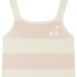 Cap Randigt Stickat Linne Rosa>Bonpoint Hot