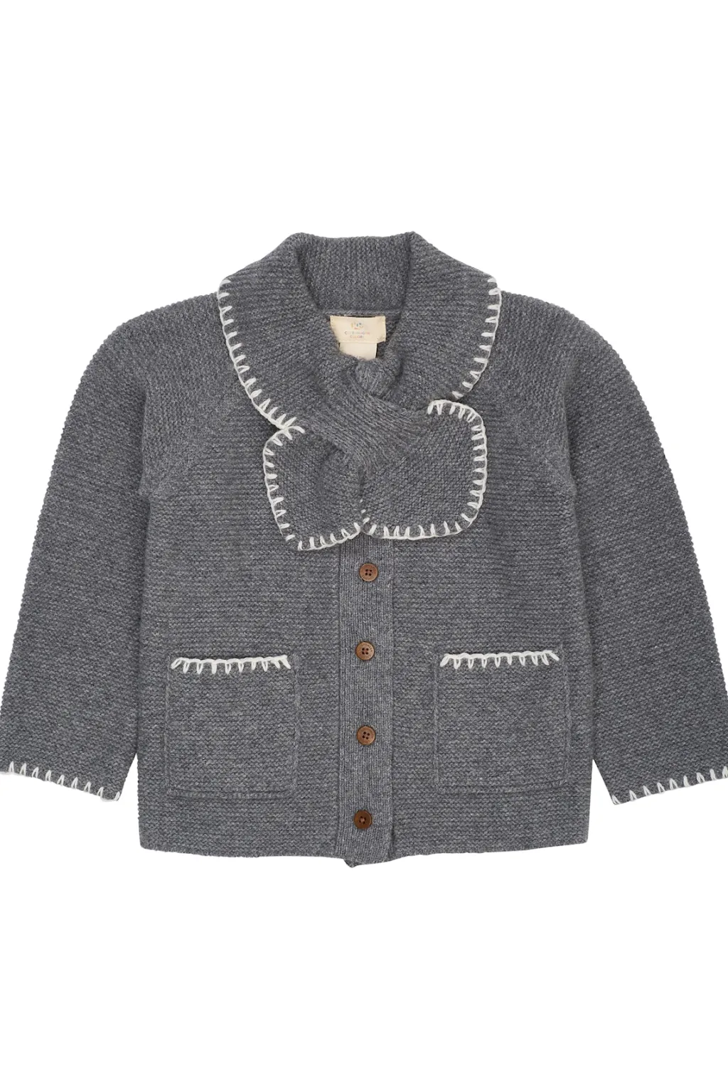 Cardigan I Lammull Med Krage Dark Grey Cream>Copenhagen Colors