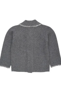 Cardigan I Lammull Med Krage Dark Grey Cream>Copenhagen Colors