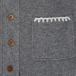 Cardigan I Lammull Med Krage Dark Grey Cream><noscript><img width=