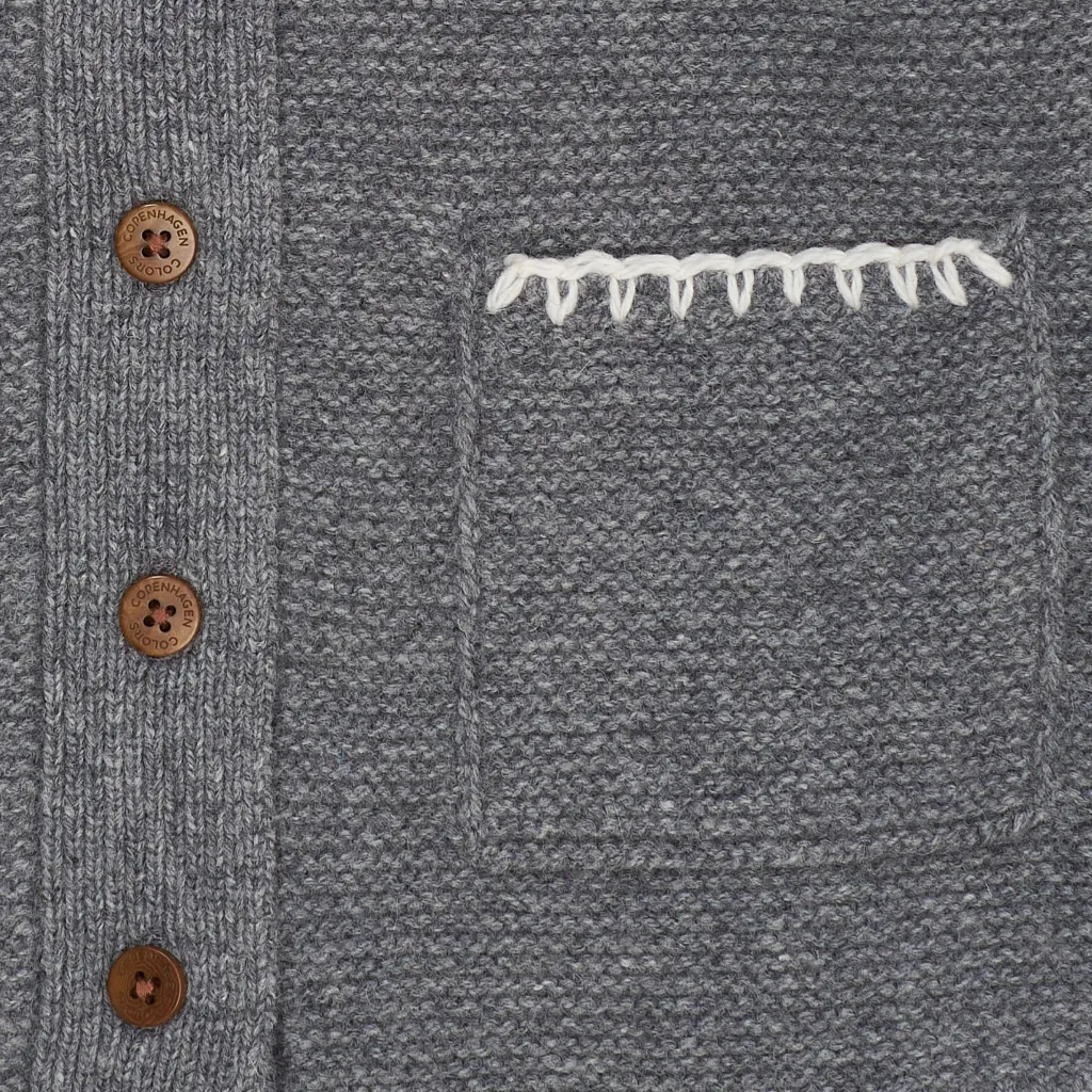 Cardigan I Lammull Med Krage Dark Grey Cream>Copenhagen Colors