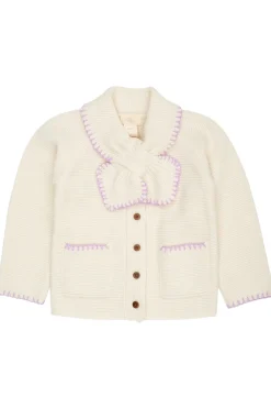 Cardigan I Lammull Med Krage Cream Lavender>Copenhagen Colors Outlet