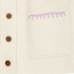 Cardigan I Lammull Med Krage Cream Lavender><noscript><img width=