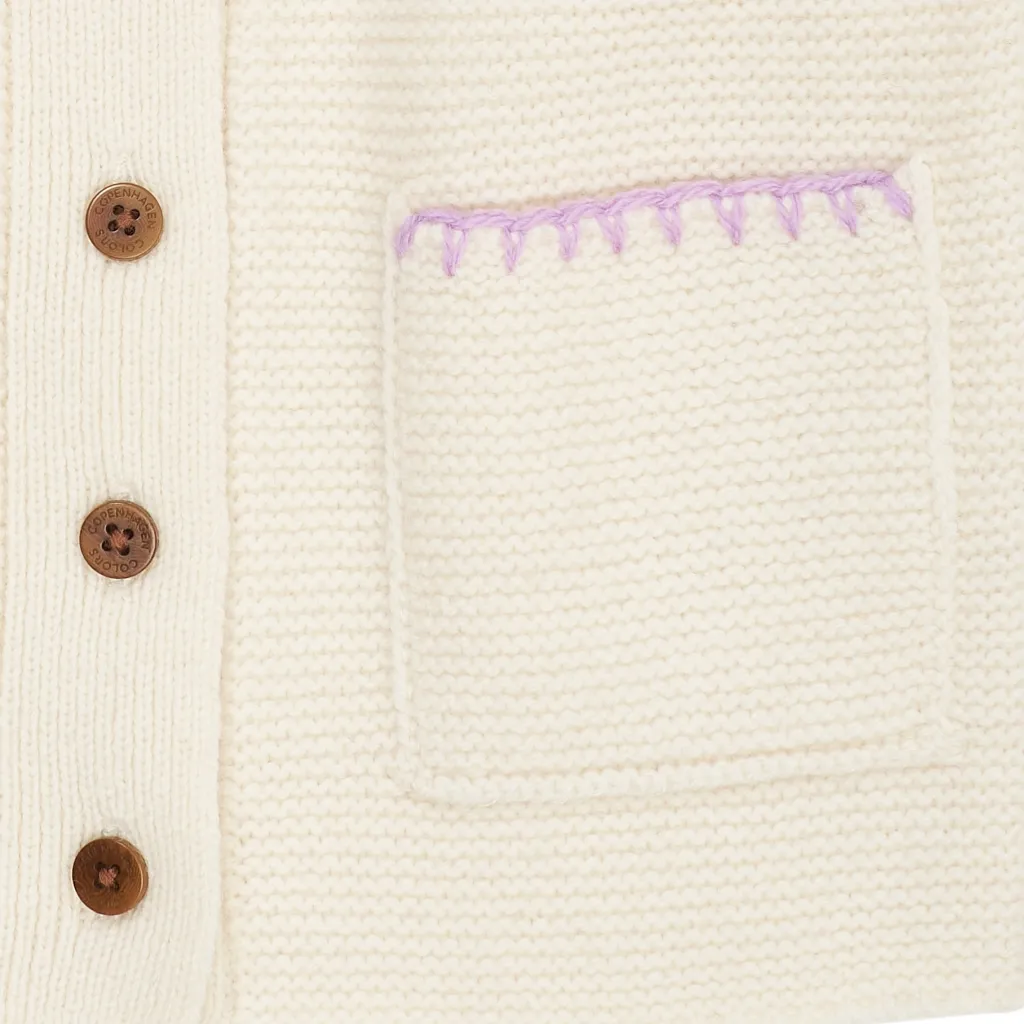 Cardigan I Lammull Med Krage Cream Lavender>Copenhagen Colors Outlet