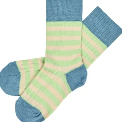 Classic Stripe Strumpor Washed Indigo/emerald>FUB Hot
