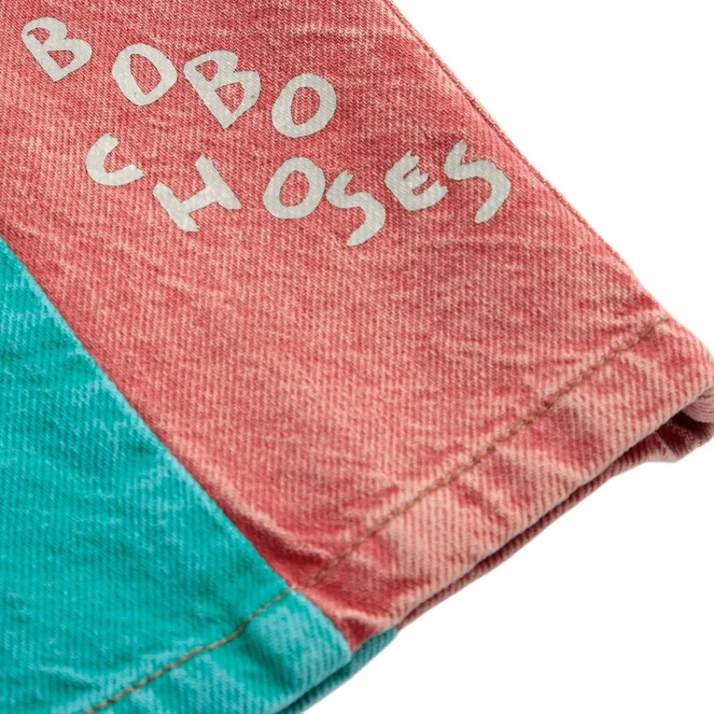Color Block Denim Shorts Multicolor>Bobo Choses