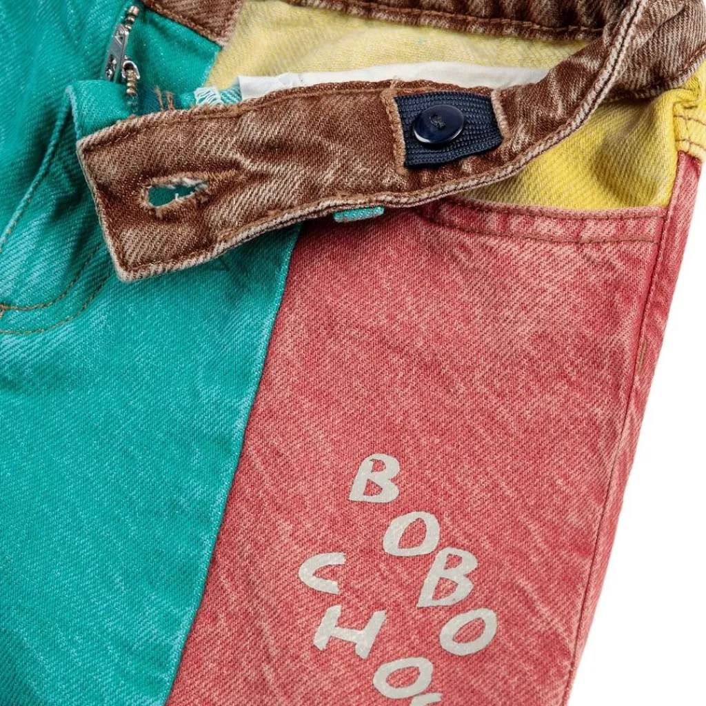 Color Block Denim Shorts Multicolor>Bobo Choses