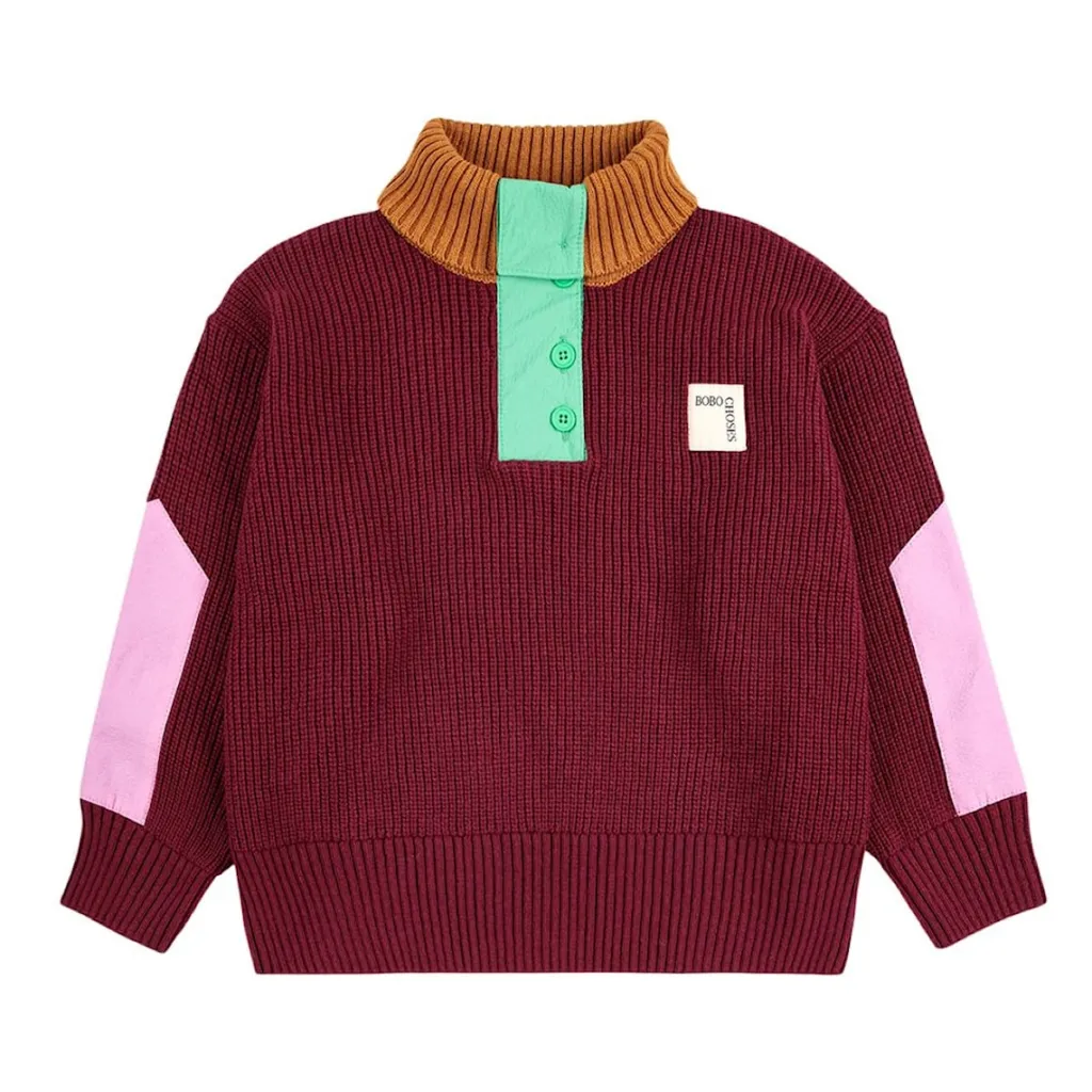 Color Block Jumper Burgundy Red>Bobo Choses Hot