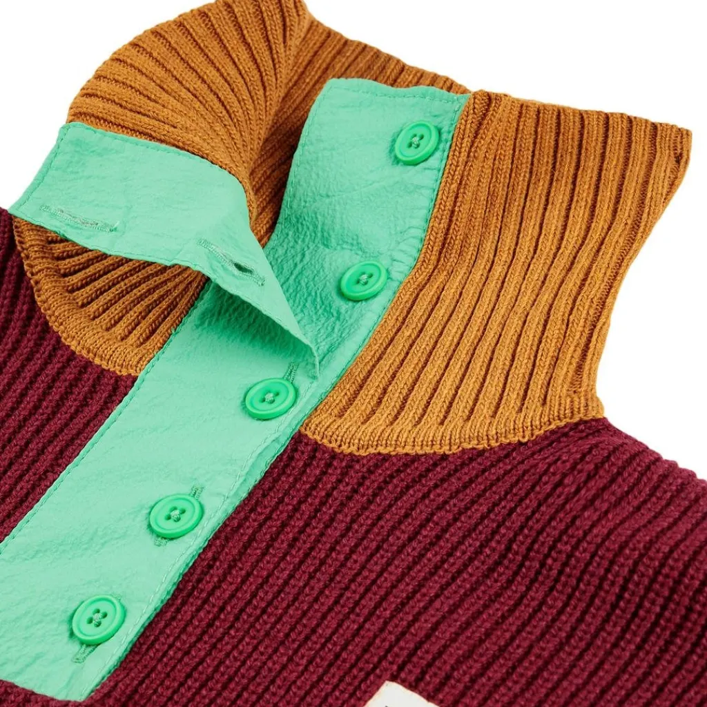 Color Block Jumper Burgundy Red>Bobo Choses Hot
