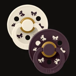 Colour Holiday Bow 2-pack Runda Latexnappar Ivory Plum>BIBS Clearance