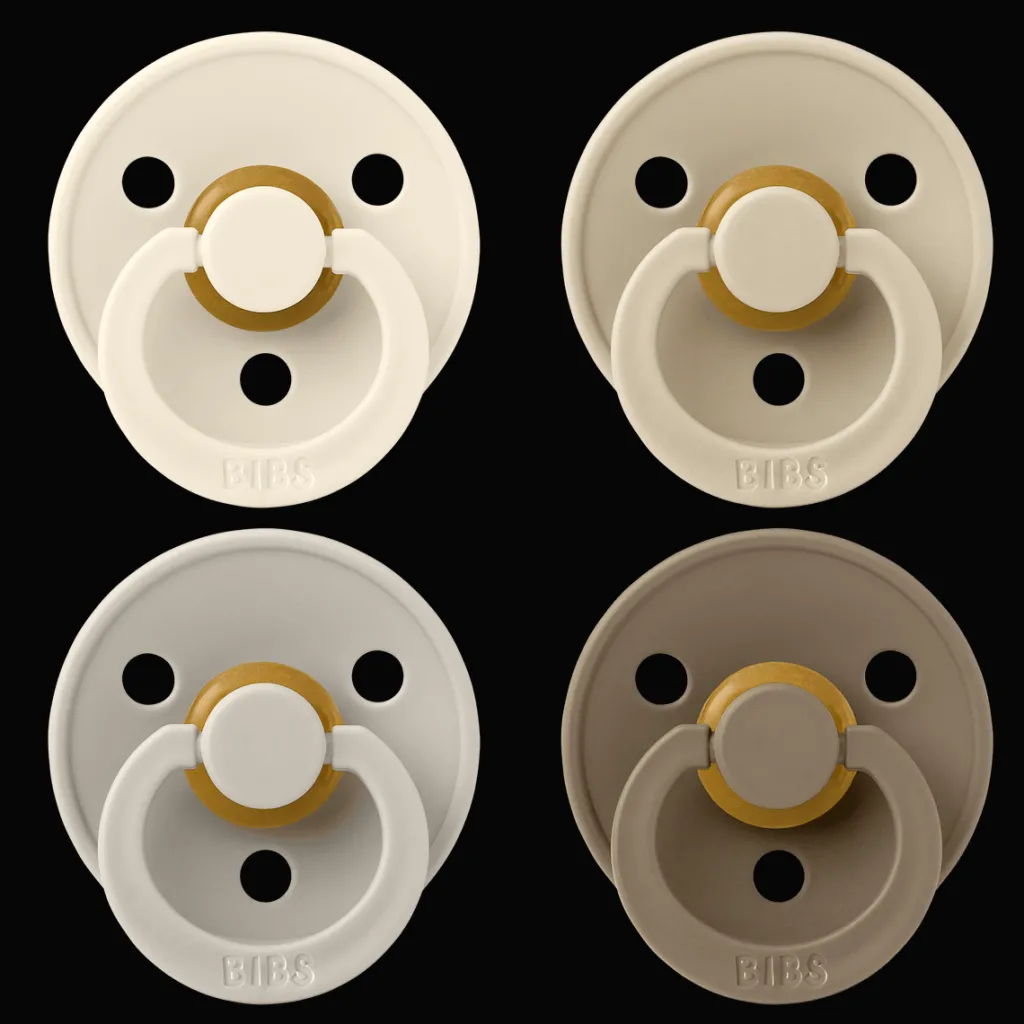 Colour 4-pack Runda Latexnappar Ivory Sand>BIBS New