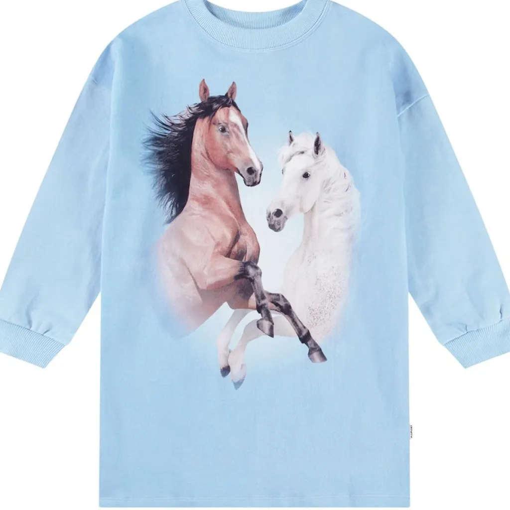 Cyrella Long-Sleeved Dress Bleu Horses>Molo Online