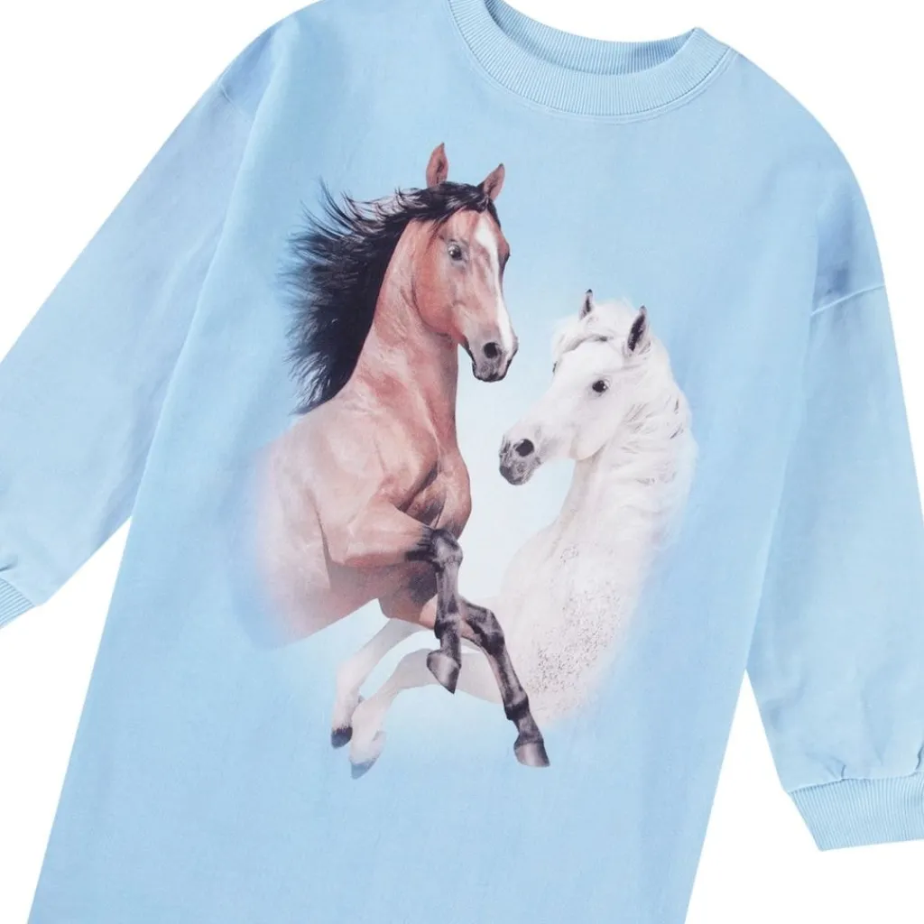 Cyrella Long-Sleeved Dress Bleu Horses>Molo Online