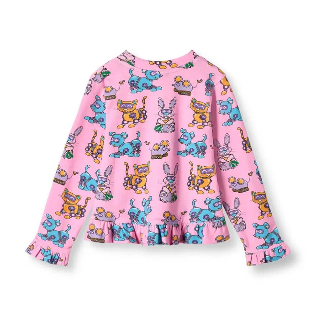 Dabinett With Robot Pets Långärmad T-shirt Pink Lilac>Småfolk